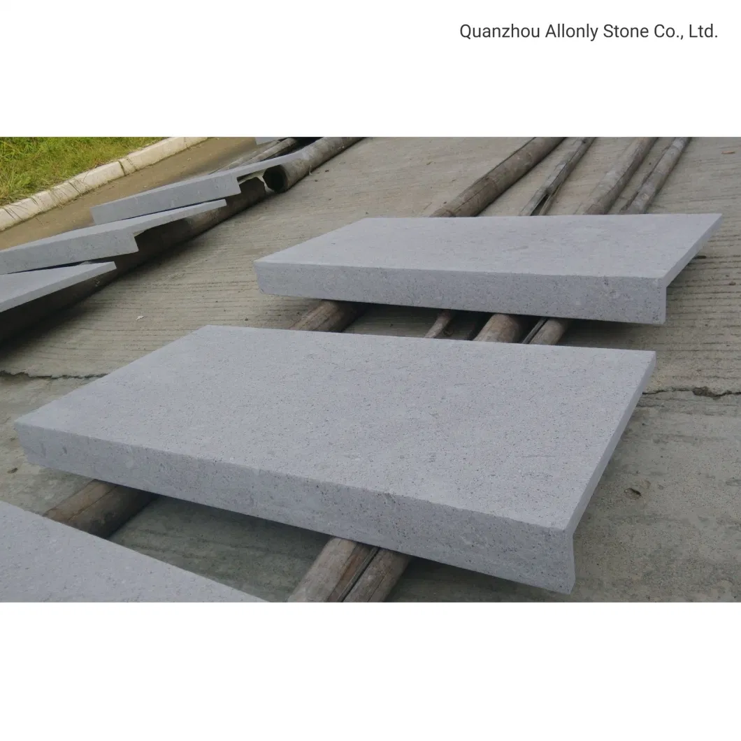 Honed Chinese White Grey Limestone Swimming Pool Tiles Bullnose Coping