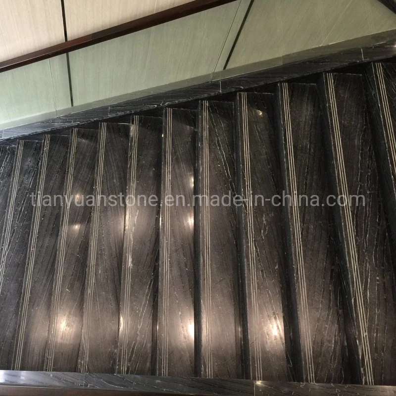 Natural Black Marble Stone Steps with Sides Polish