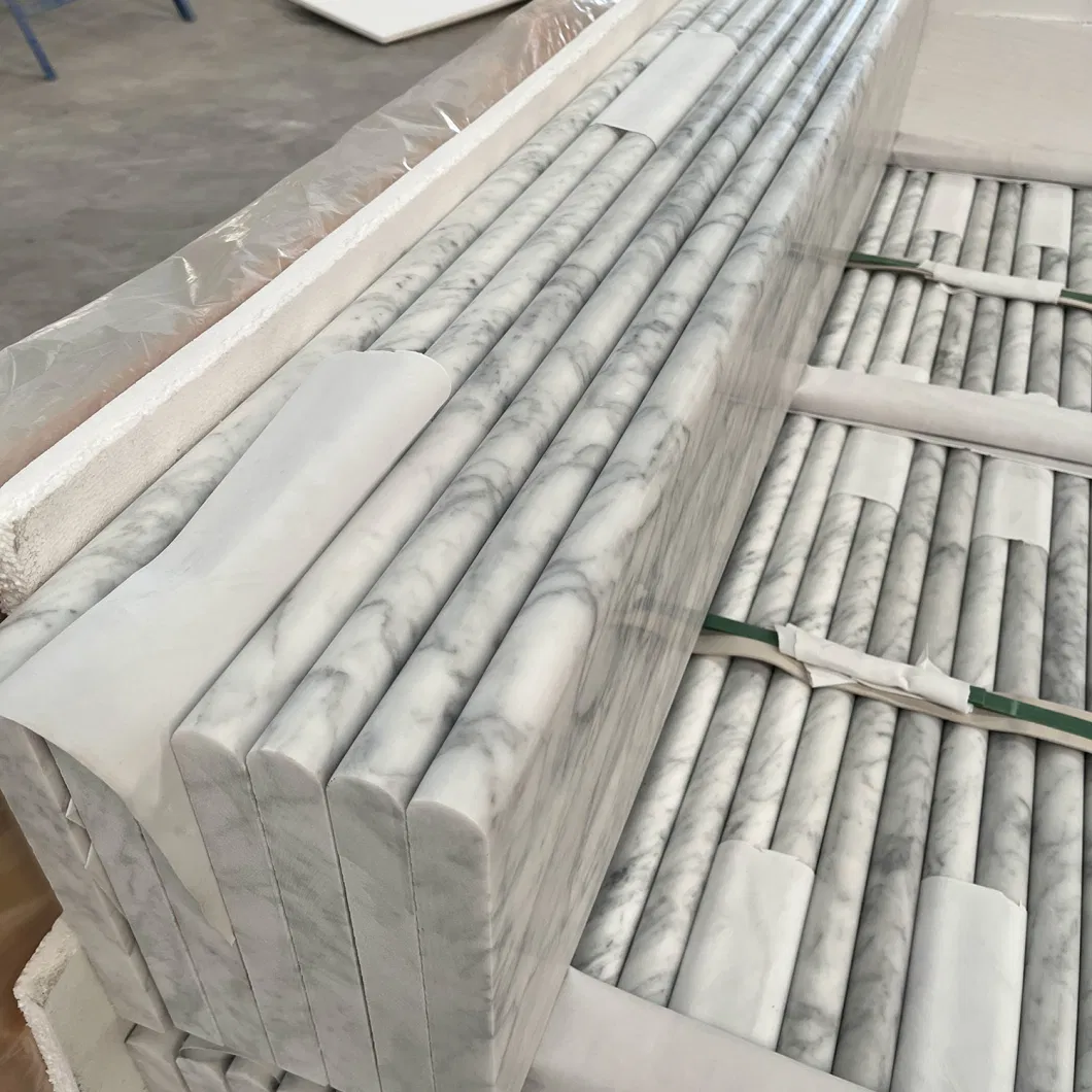 Natural Italy Carrara White Marble Straight Stairs Indoor Stone Stairs Step