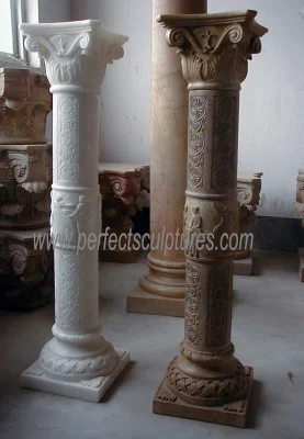 Colonne di pietra naturale antica del calcare di marmo per la decorazione domestica del giardino (QCM089)